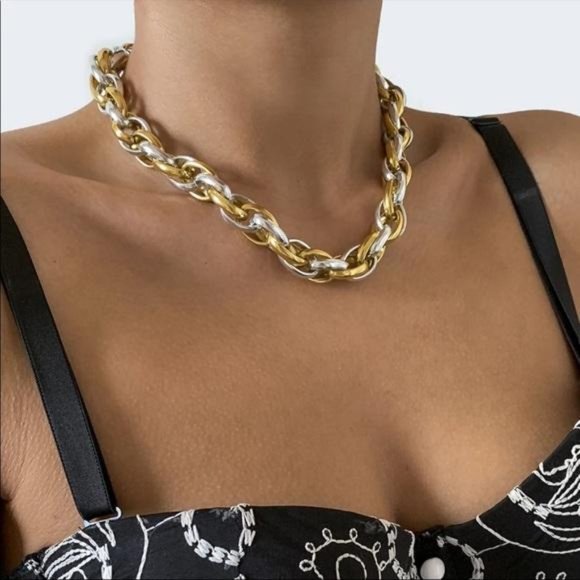 Jewelry - NEW PUNK STERLING SILVER CHUNKY CHOKER NECKLACE